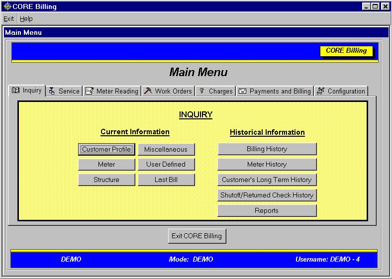 Click a Tab to goto that Menu