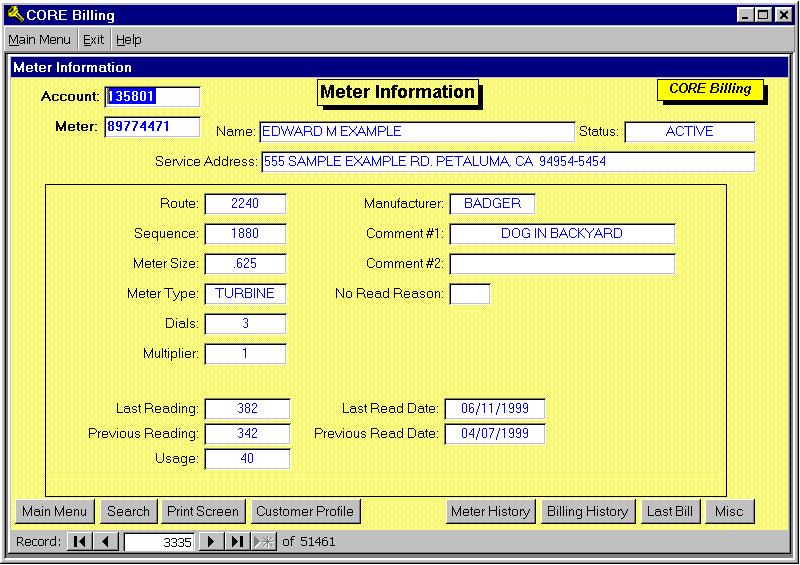 Click the Main Menu button to return to Inquiry