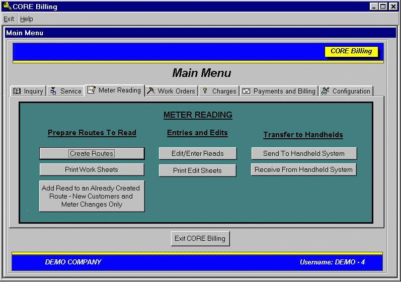 Click a Tab to goto that Menu