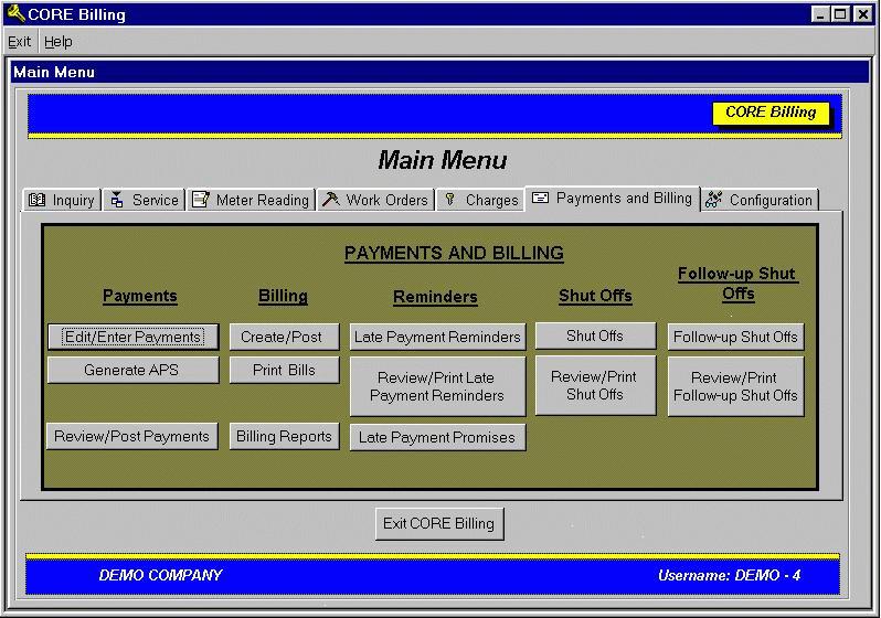 Click a Tab to goto that Menu