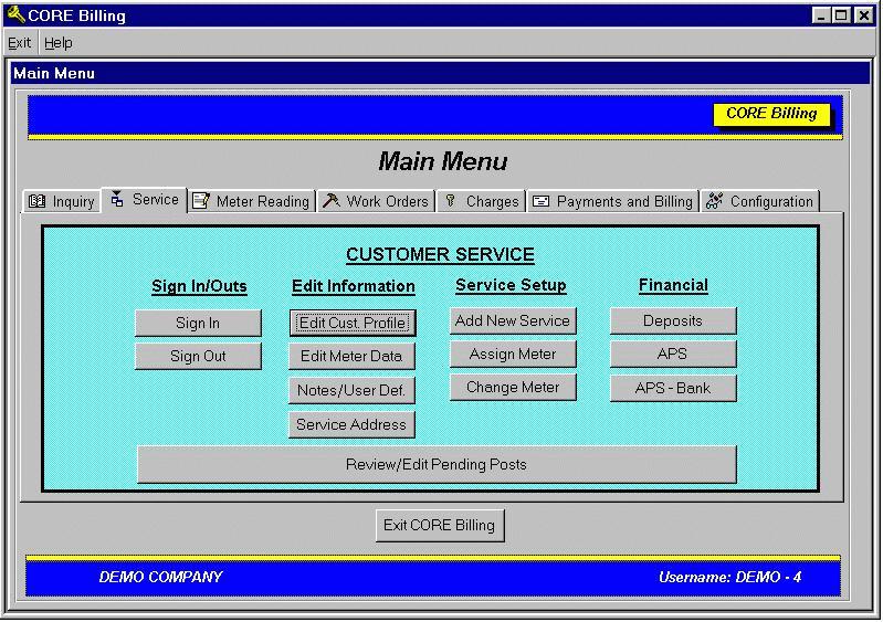 Click a Tab to goto that Menu