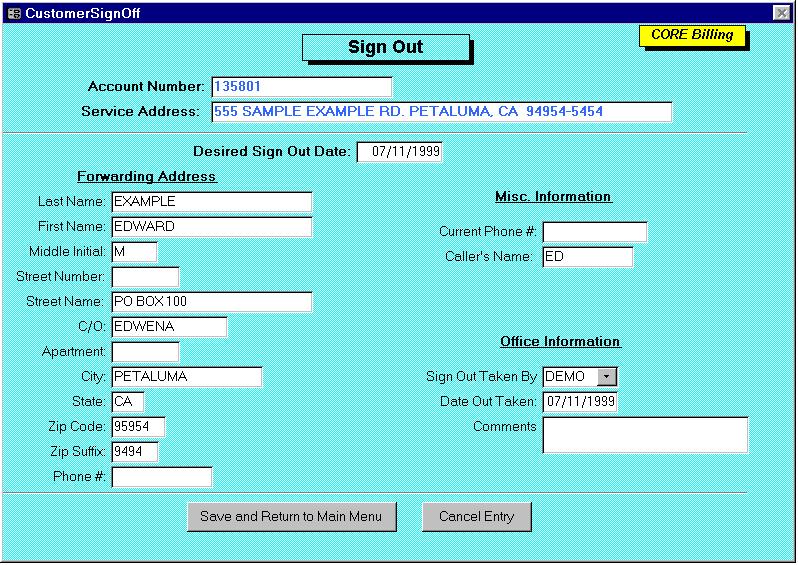 Click the Main Menu button to return to Inquiry